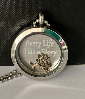 Complete 30mm RVS memory locket zilver kleurig