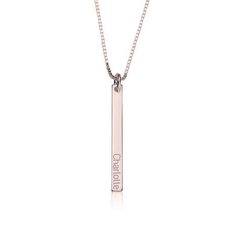 Bar Naamketting Zilver 925, 24k Gold of Rosé plated