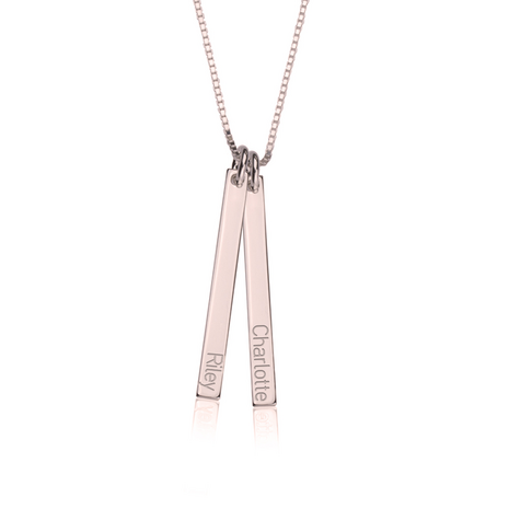 Bar Naamketting Zilver 925, 24k Gold of Rosé plated 2 Namen