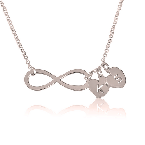 Infinity ketting, 1 letter, Zilver 925, 24K Gold of Rosé plated 