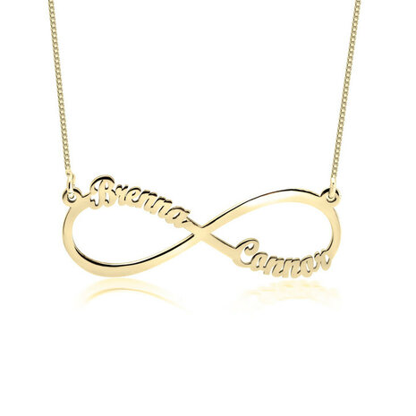 2 Namen Infinity ketting Zilver 925, 24K Gold of Rosé plated 