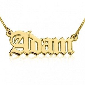 Naamketting 14K goud 'Engelse stijl'