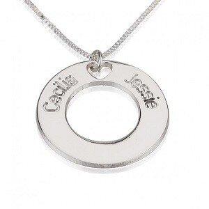 Naamketting sterling zilver cirkel met 2 namen