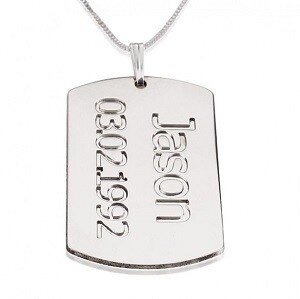  Naamketting sterling zilver tag met 1 naam en datum