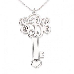 Drie letters ketting sleutel sterling zilver 925