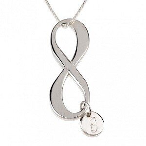 Infinity ketting met bedel en 1 letter sterling zilver 925