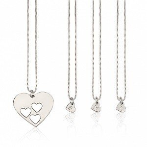 3 letters - Moeder-kind kettingen hart sterling zilver 925