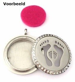 Parfum locket RVS twist strass voetjes