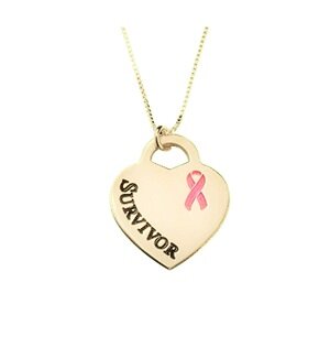 Naamketting Pink Ribbon 'hart' 24K rosé-gold plated met naam of woord