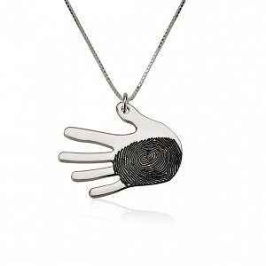 Ketting hand met vingerafdruk sterling zilver 925  