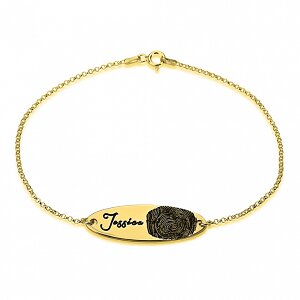 Vingerafdruk armband met naam 24K verguld goud