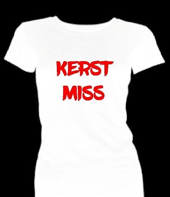 T-shirt dames korte mouw bedrukt: KERST MISS