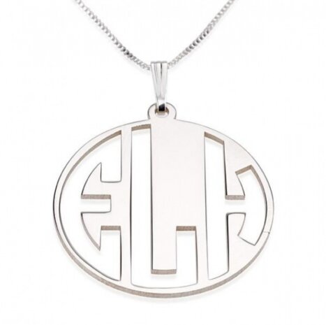 3 letter monogram zilver