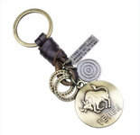 Sleutelhanger brons/leren sterrenbeeld 