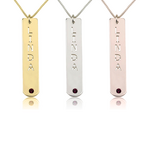 Naamketting 'bar' met naam en geboortesteen Zilver, 24k Gold of Rosé Plated
