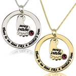 Naamketting moeder - babyvoetje met naam en geboortedatum Zilver, 24k Gold of Rosé Plated