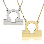 Sterrenbeeldketting sterling zilver 925, 24K goud of rosé plated 'weegschaal'