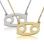 Sterrenbeeldketting sterling zilver 925, 24K goud of rosé plated 'kreeft'