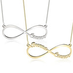 4 Namen Infinity ketting Zilver 925, 24K Gold of Rosé plated 
