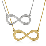 Twee namen infinity ketting Zilver 925, 24K Gold of Rosé plated 
