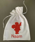Kerst Zakje Wit/Rood met de Kerstman en eigen Naam