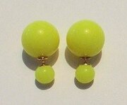 Double pearl earrings geel