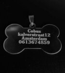 Graveerhanger RVS medium dogbone met tekst