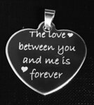 Fotosieraad RVS 33mmL hart met en tekst