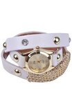 Leren wikkel horloge wit/goud