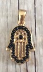 Memory lockets bead dangle hamsa hand zwart goudkleurig