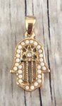 Memory lockets bead dangle hamsa hand wit goudkleurig