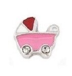 Memory lockets charm stroller pink
