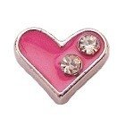 Memory lockets charm heart pink strass
