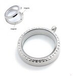 Memory lockets RVS 30mm medaillon strass