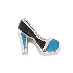 Memory lockets charm highheel black aqua