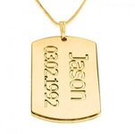Naamketting 24K goud verguld tag met 1 naam en datum