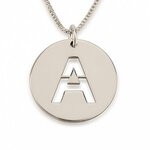 Naamketting 'disc' sterling zilver 925 met 1 letter 