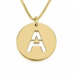 Naamketting 'disc' 24K verguld goud  met 1 letter 