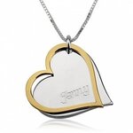 Naamketting sterling zilver 925 2 kleuren zilver/goud harten met 1 naam