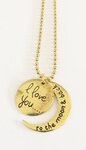 Bedel met RVS ketting (80cm) I love you to the moon and back goudkleurig
