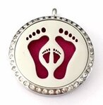 Parfum locket RVS twist strass voetjes