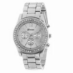 Geneva RVS horloge zilver (kleurig) met strass