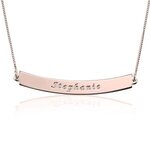 Naamketting curved 'bar' 24K rose gold plated met 1 naam