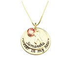 Naamketting 'disc' Pink Ribbon 24K gold plated met naam of woord