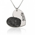 Vingerafdruk ketting hart met naam sterling zilver 925  