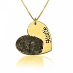 Vingerafdruk ketting hart met naam 24K verguld goud
