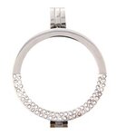 Munthanger RVS zilver kleurig half strass 35mm  