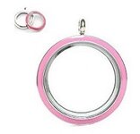 Memory locket RVS twist roze 30mm medaillon 