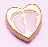 Memory lockets charm heart rosé babyfeet white 