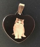 Fotosieraad RVS rosé-goud 33mm L hart met foto en tekst